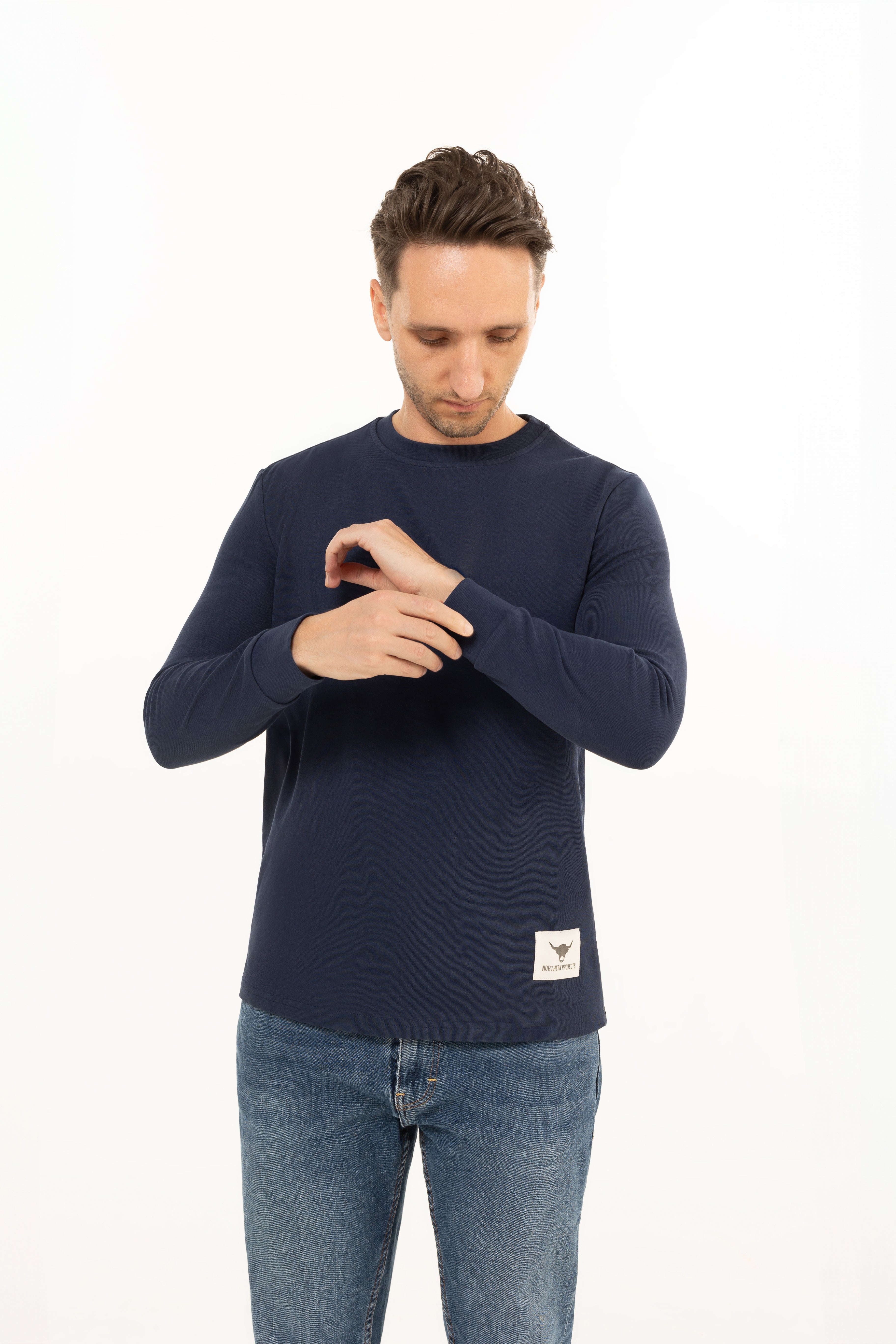 Marineblaues Langarm-T-Shirt